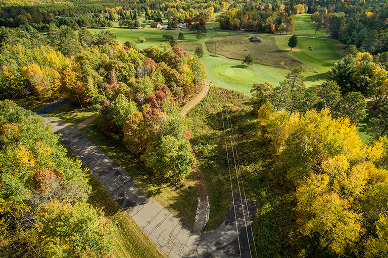 Aerial view of a rural county road