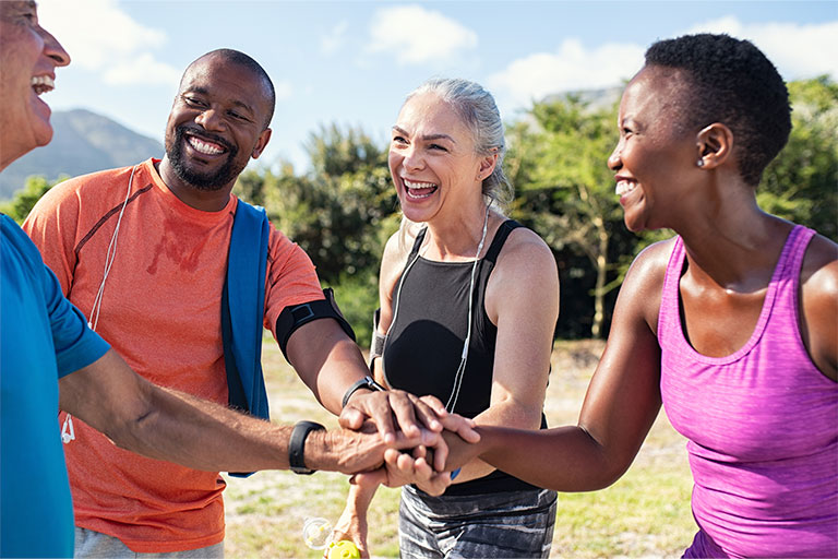 Fitness group celebrating